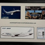 Boeing 737-800 airplane, cockpit simulator experience, souvenir boarding pass display.